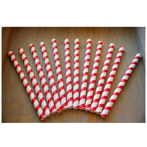 100 BOBA TEA Red&White Biodegradable Paper Straws - Picture 5 of 6